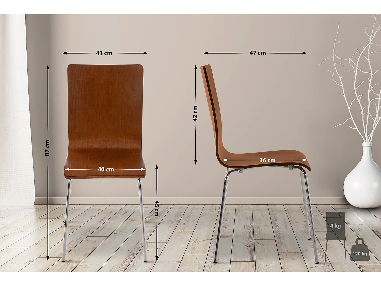 Lot de 4  Chaise de conférence - Bois & Antique - Marron - PEPE