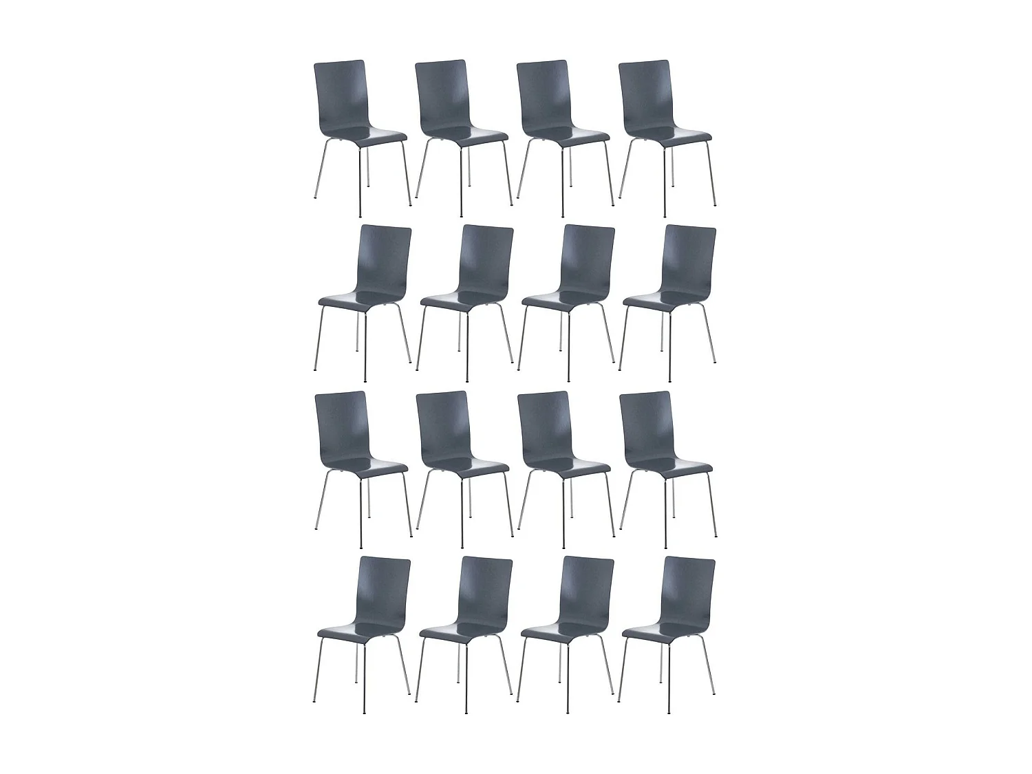 Lot de 16  Chaise de conférence - Bois & Antique - Gris - PEPE