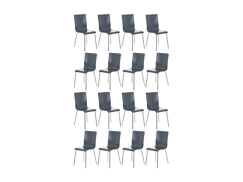 Lot de 16  Chaise de conférence - Bois & Antique - Gris - PEPE