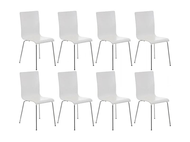 Lot de 8  Chaise de conférence - Bois & Antique - Blanc - PEPE