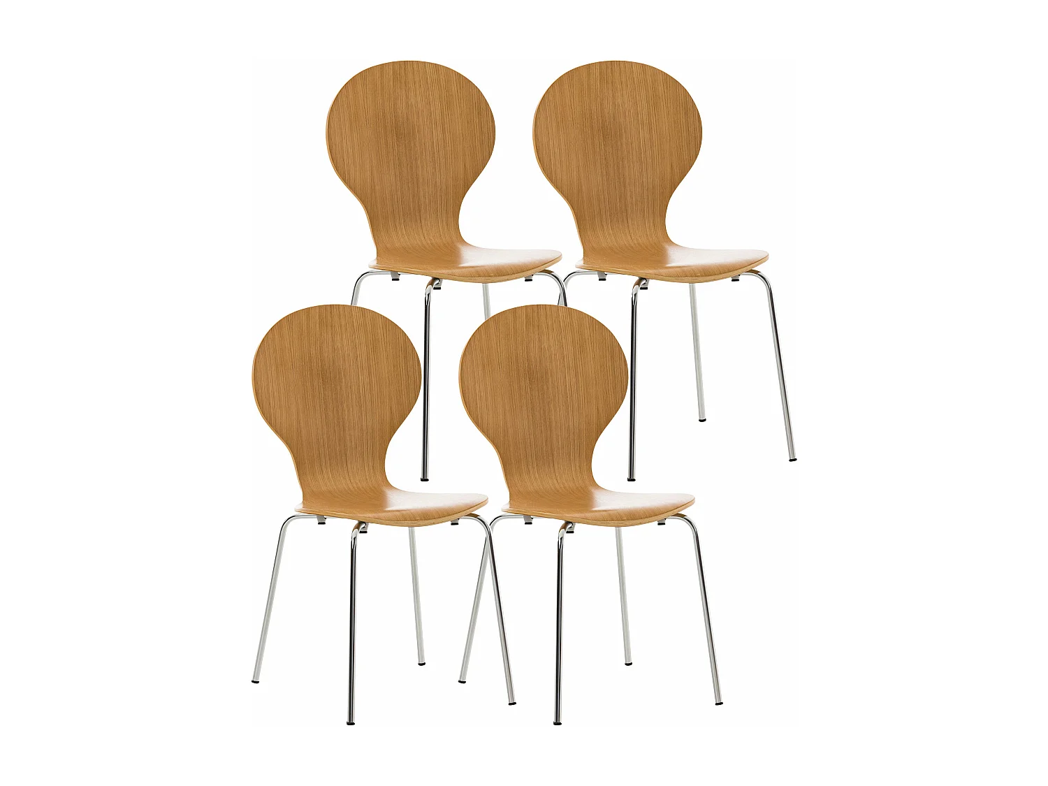 Set van 4  Conferentiestoelen - Hout & roestvrij staal - eik - DIEGO