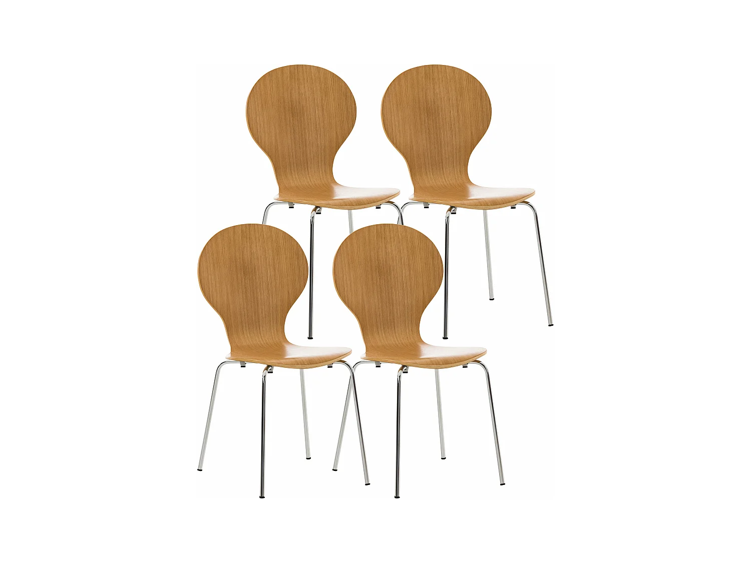 Lot de 4  Chaise de conférence - Bois & Acier inoxydable - Chêne - DIEGO