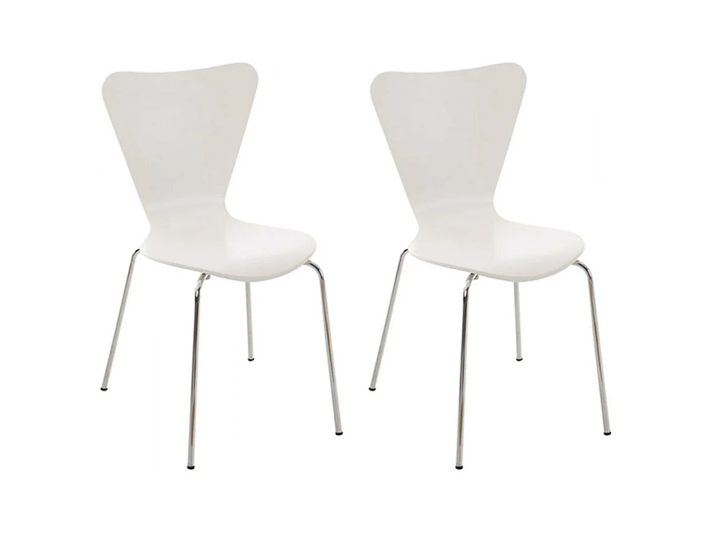 Lot de 2  Chaise de conférence - Bois & Blanc - Blanc - Calisto