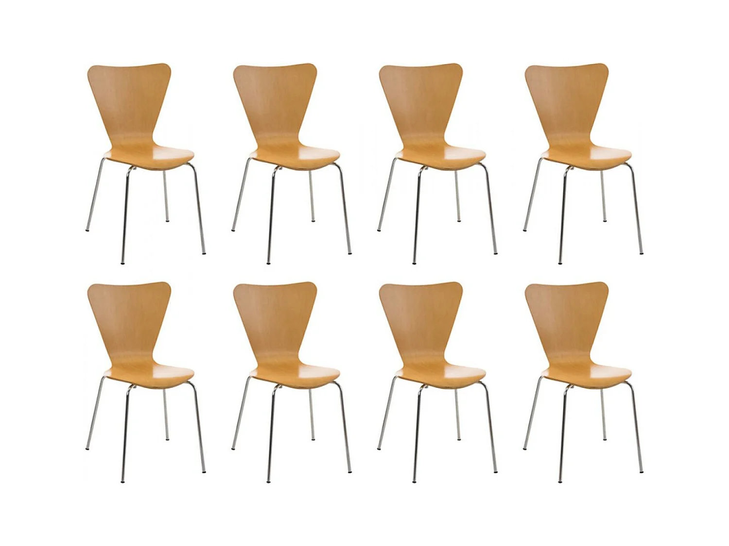 Lot de 8  Chaise de conférence - Bois - Nature - Calisto