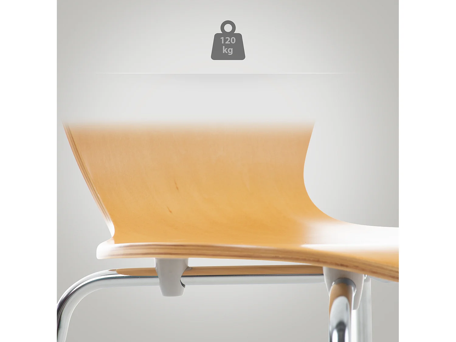 Lot de 8  Chaise de conférence - Bois & Chrome - Nature - Calisto