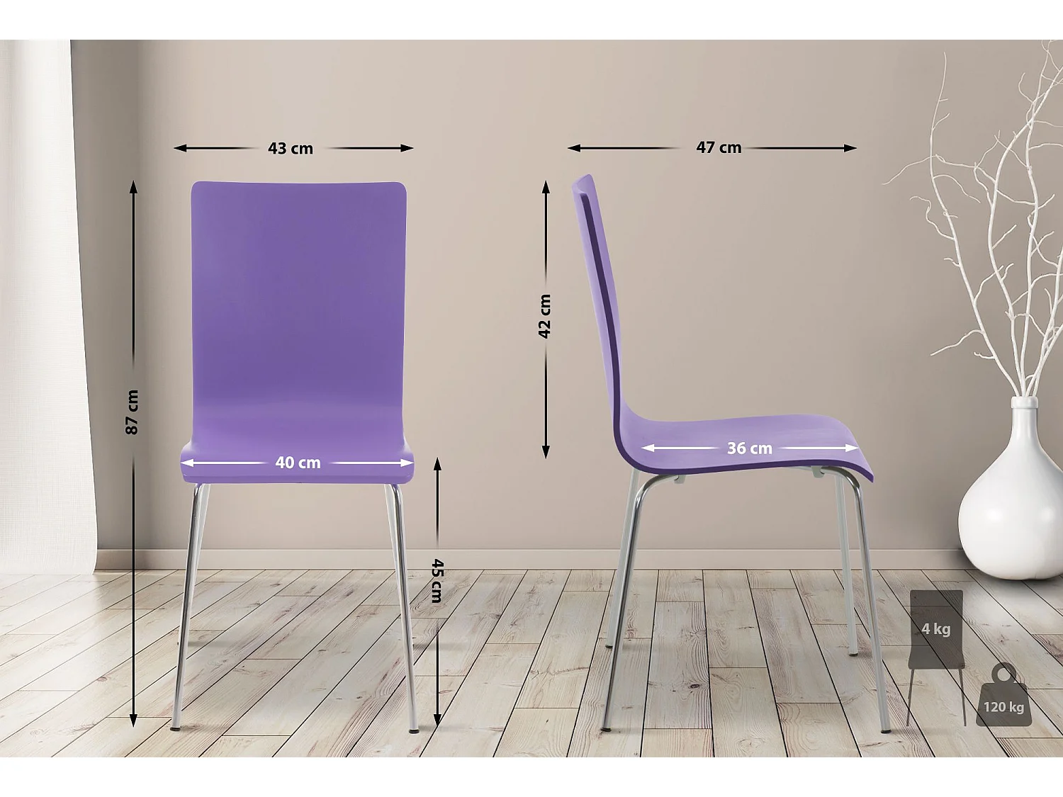 Lot de 2  Chaise de conférence - Bois & Antique - Violet - PEPE