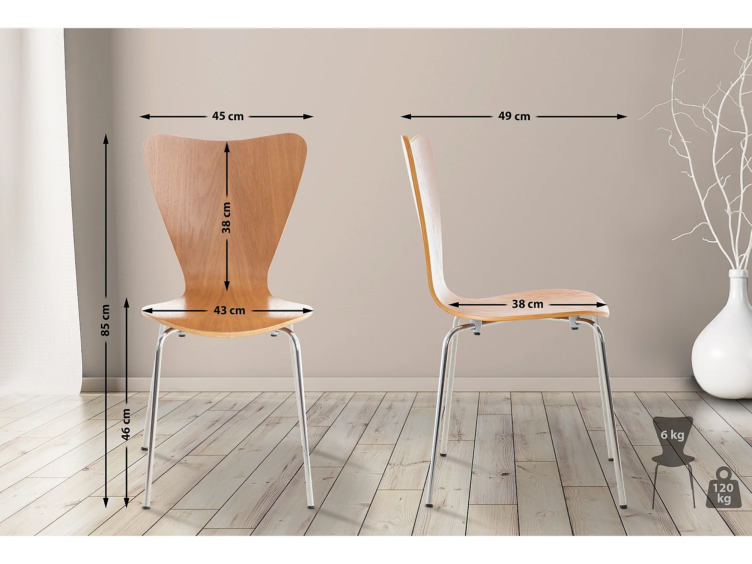 Lot de 8  Chaise de conférence - Bois - Chêne - Calisto