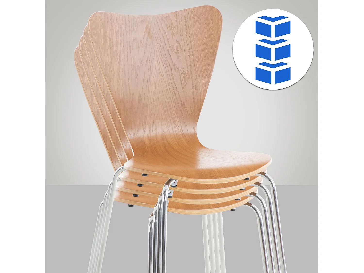 Lot de 8  Chaise de conférence - Bois - Chêne - Calisto