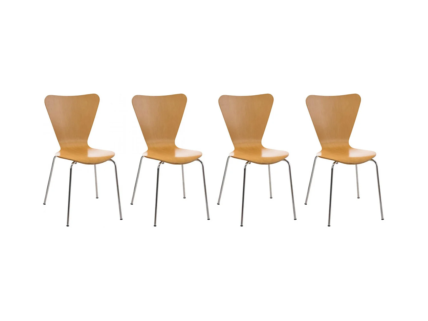 Lot de 4  Chaise de conférence - Bois - Nature - Calisto