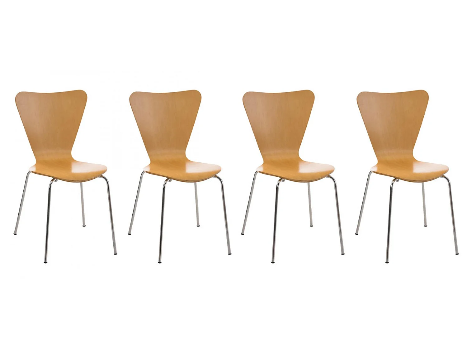 Lot de 4  Chaise de conférence - Bois & Acier inoxydable - Nature - Calisto