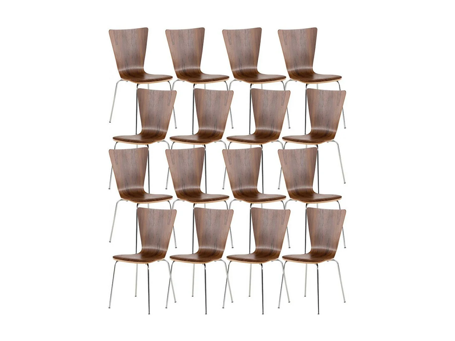 Lot de 16  Chaise de conférence - Bois & Gris - Noyer - Aaron