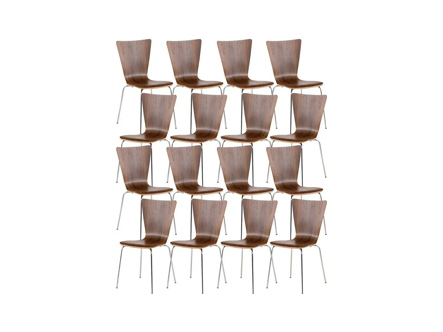 Lot de 16  Chaise de conférence - Bois & Gris - Noyer - Aaron