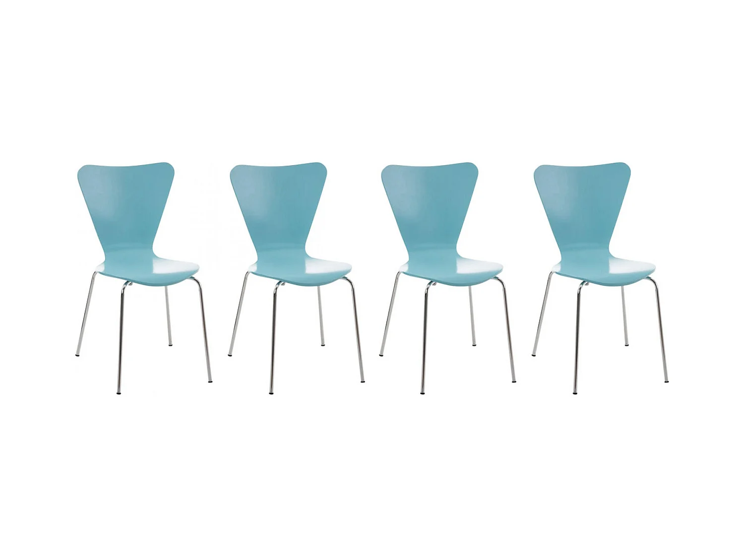 Lot de 4  Chaise de conférence - Bois - Bleu clair - Calisto