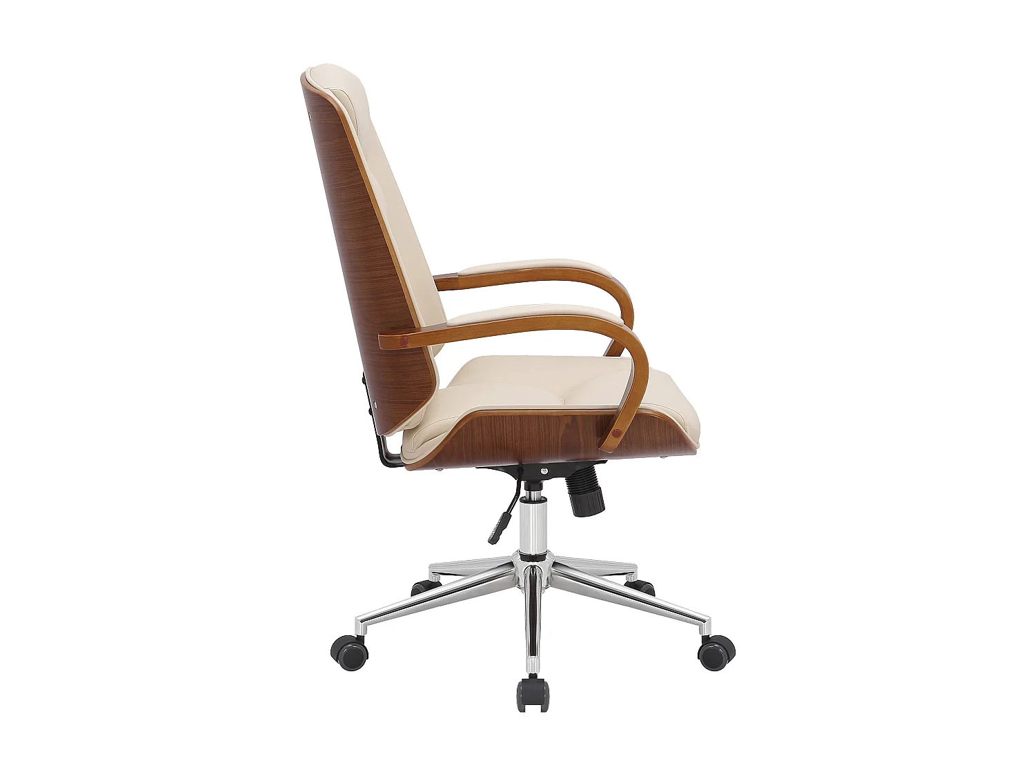 Chaise de bureau - Similicuir & Antique clair - Noyer / Crème - Yankton