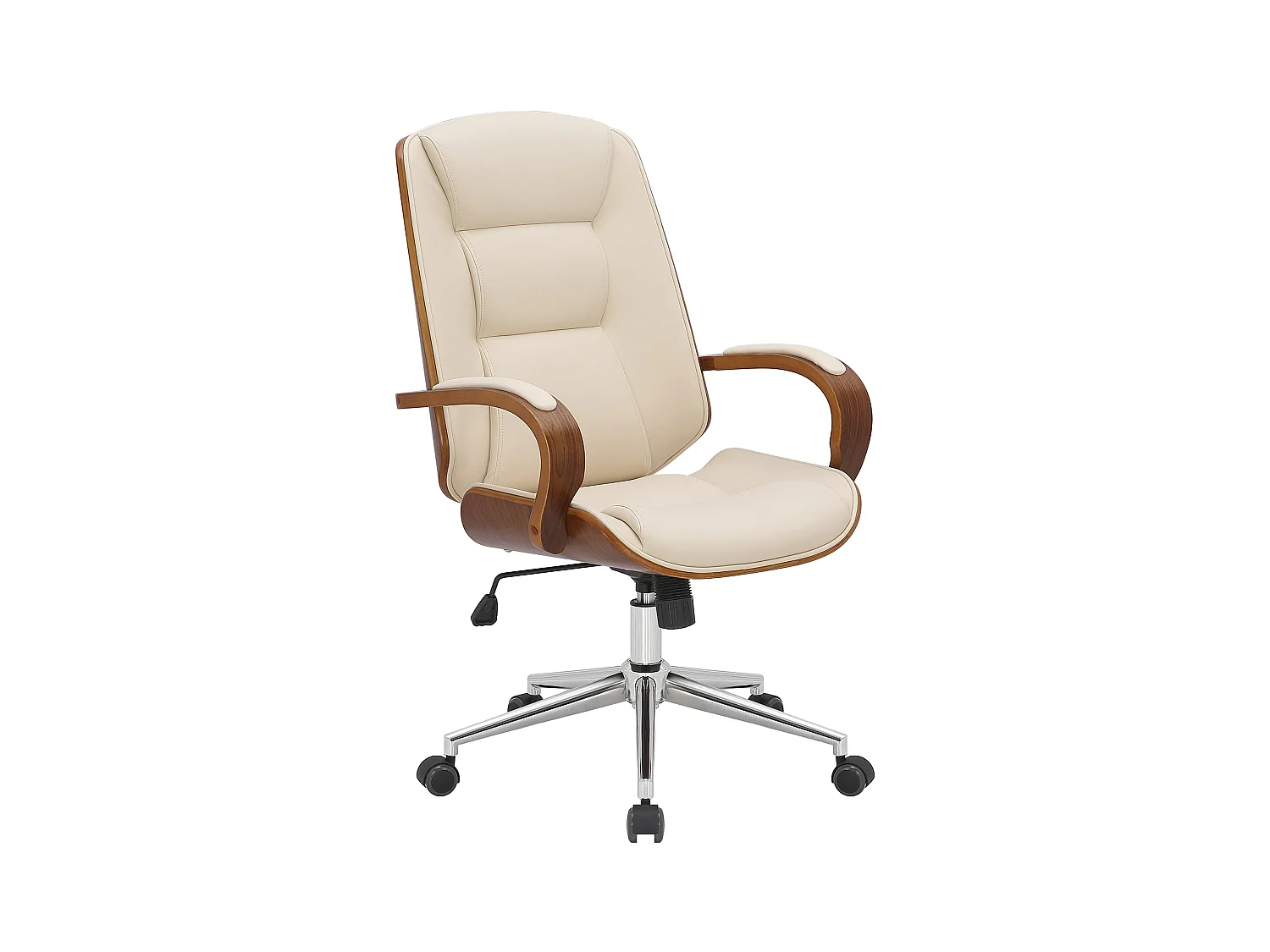 Chaise de bureau - Similicuir & Antique clair - Noyer / Crème - Yankton