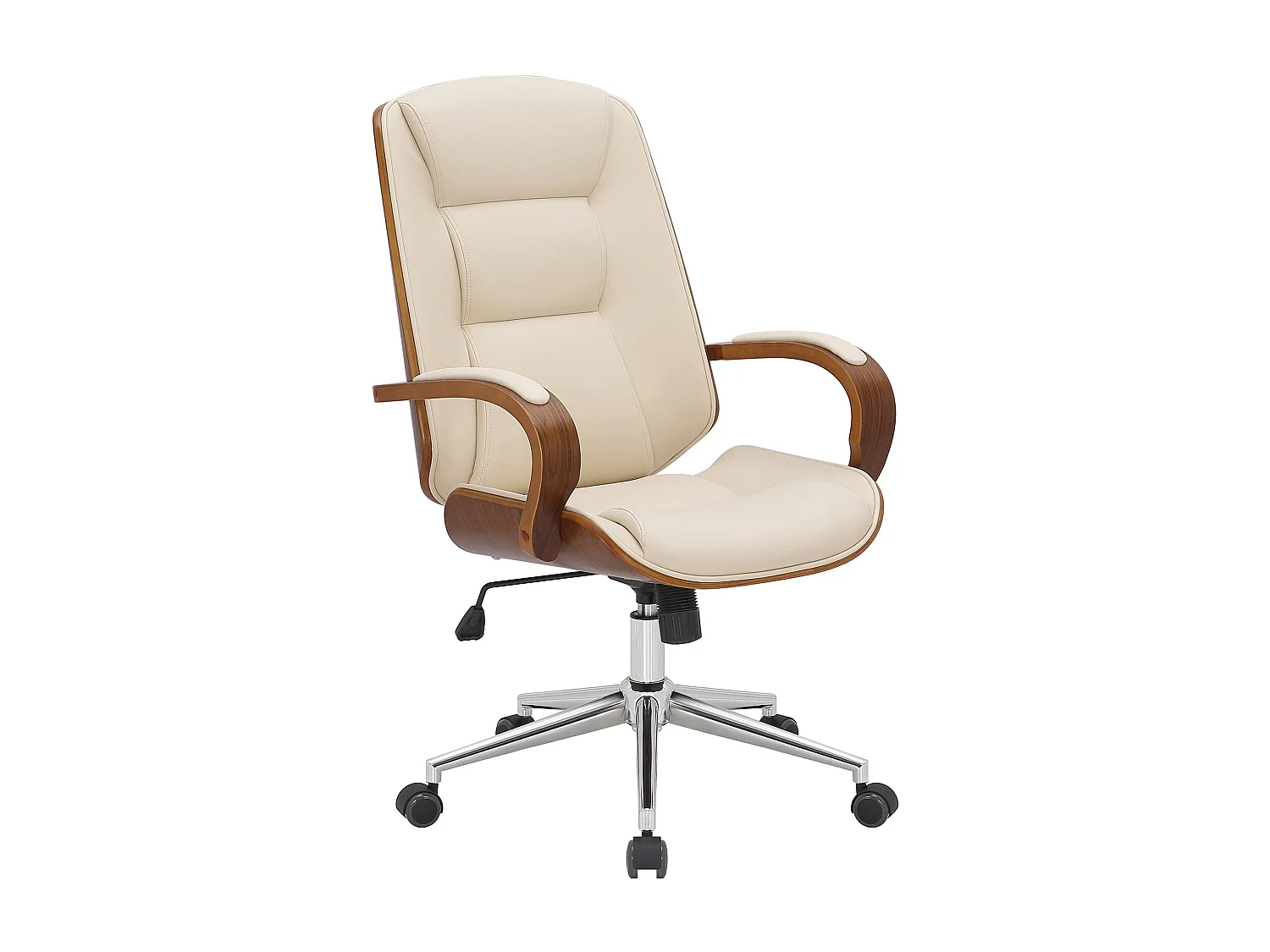 Chaise de bureau - Similicuir & Antique clair - Noyer / Crème - Yankton