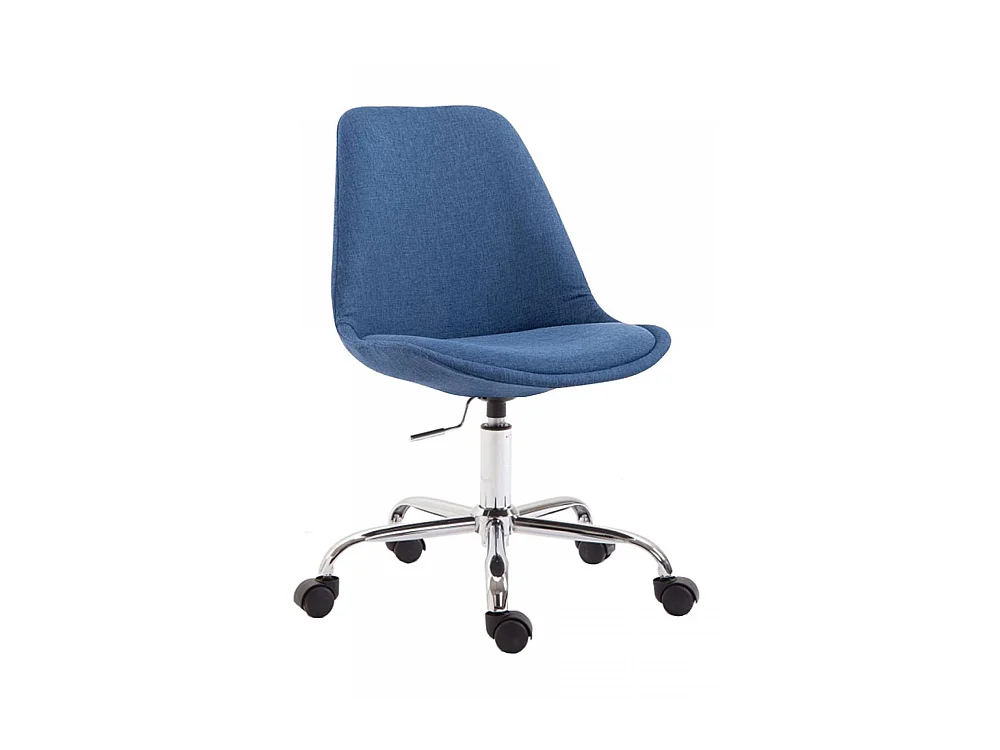 Chaise de bureau - Tissu & Métal chromé - Bleu - Toulouse