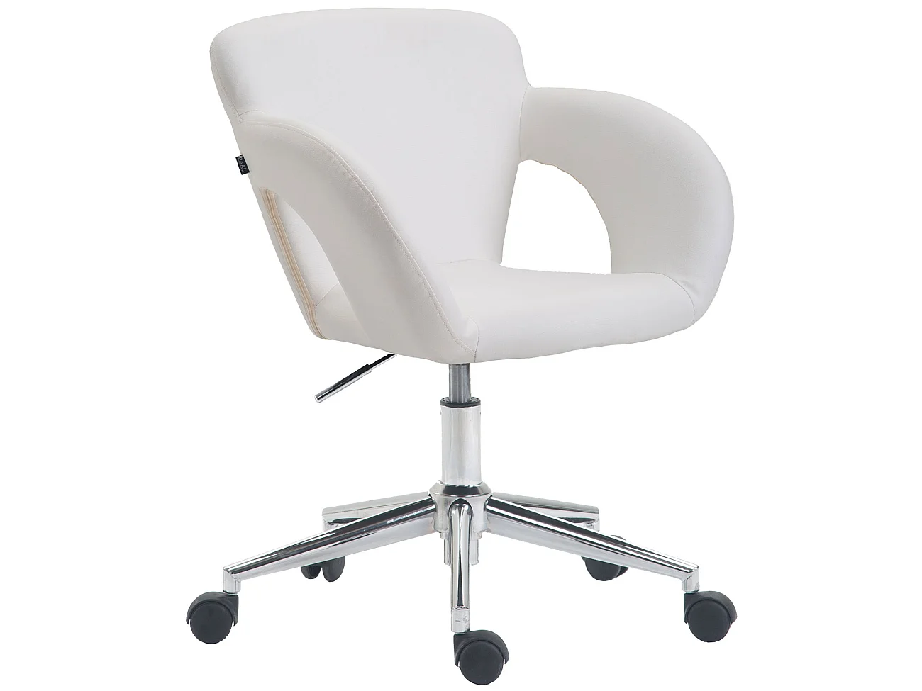 Bürostuhl - Kunstleder & Metall in Chromoptik - weiß - Edison