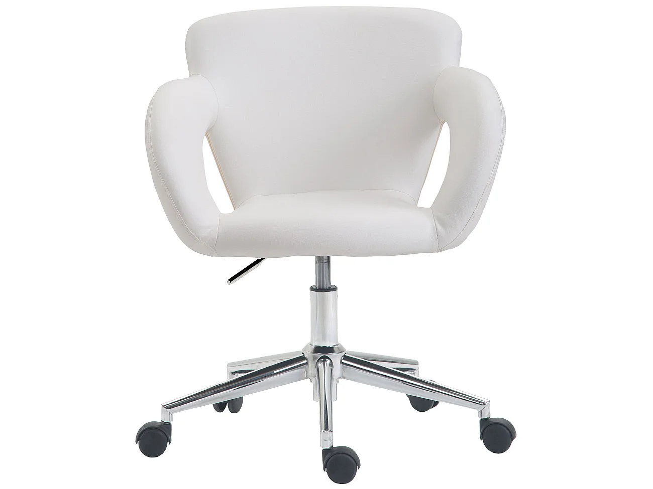 Bürostuhl - Kunstleder & Metall in Chromoptik - weiß - Edison