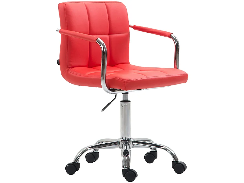 Bürostuhl - Kunstleder & chrom - rot - Lucy V2