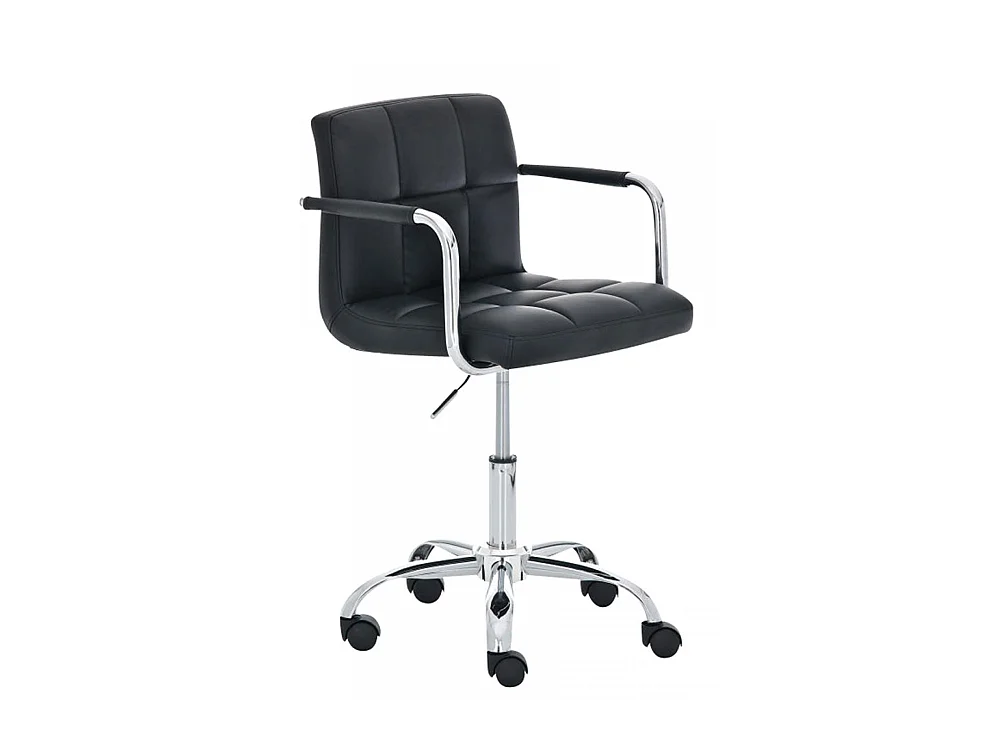 Chaise de bureau - Similicuir & Métal chromé - Noir - Lucy