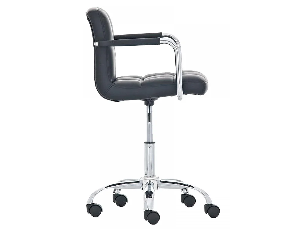 Chaise de bureau - Similicuir & Métal chromé - Noir - Lucy