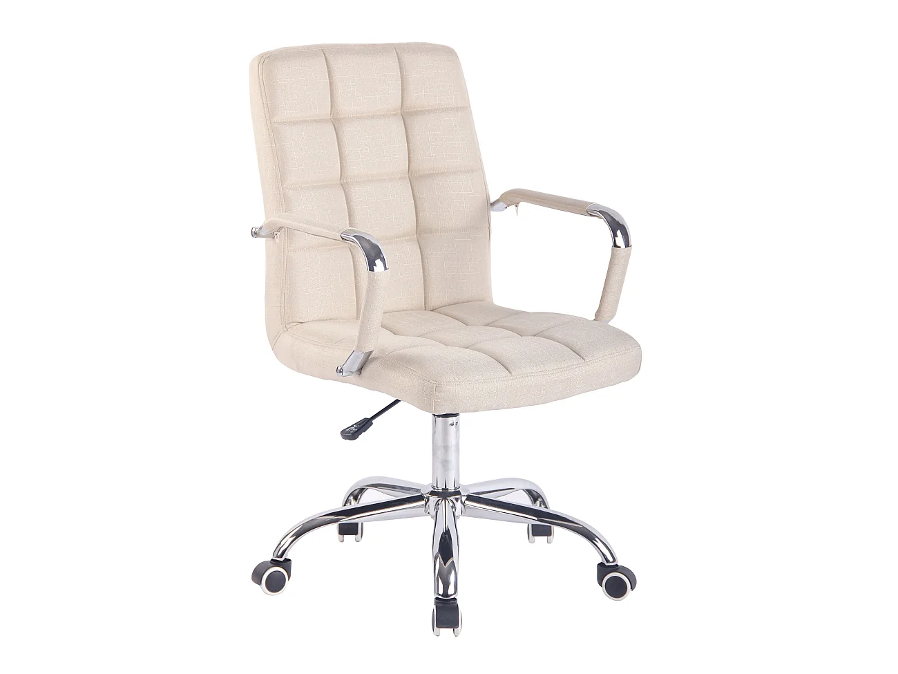 Chaise de bureau - Tissu & Métal chromé - Crème - Deli