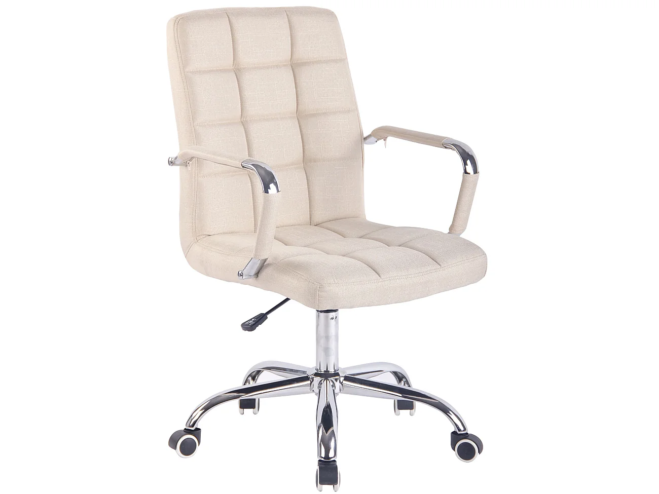 Chaise de bureau - Tissu & Métal chromé - Crème - Deli