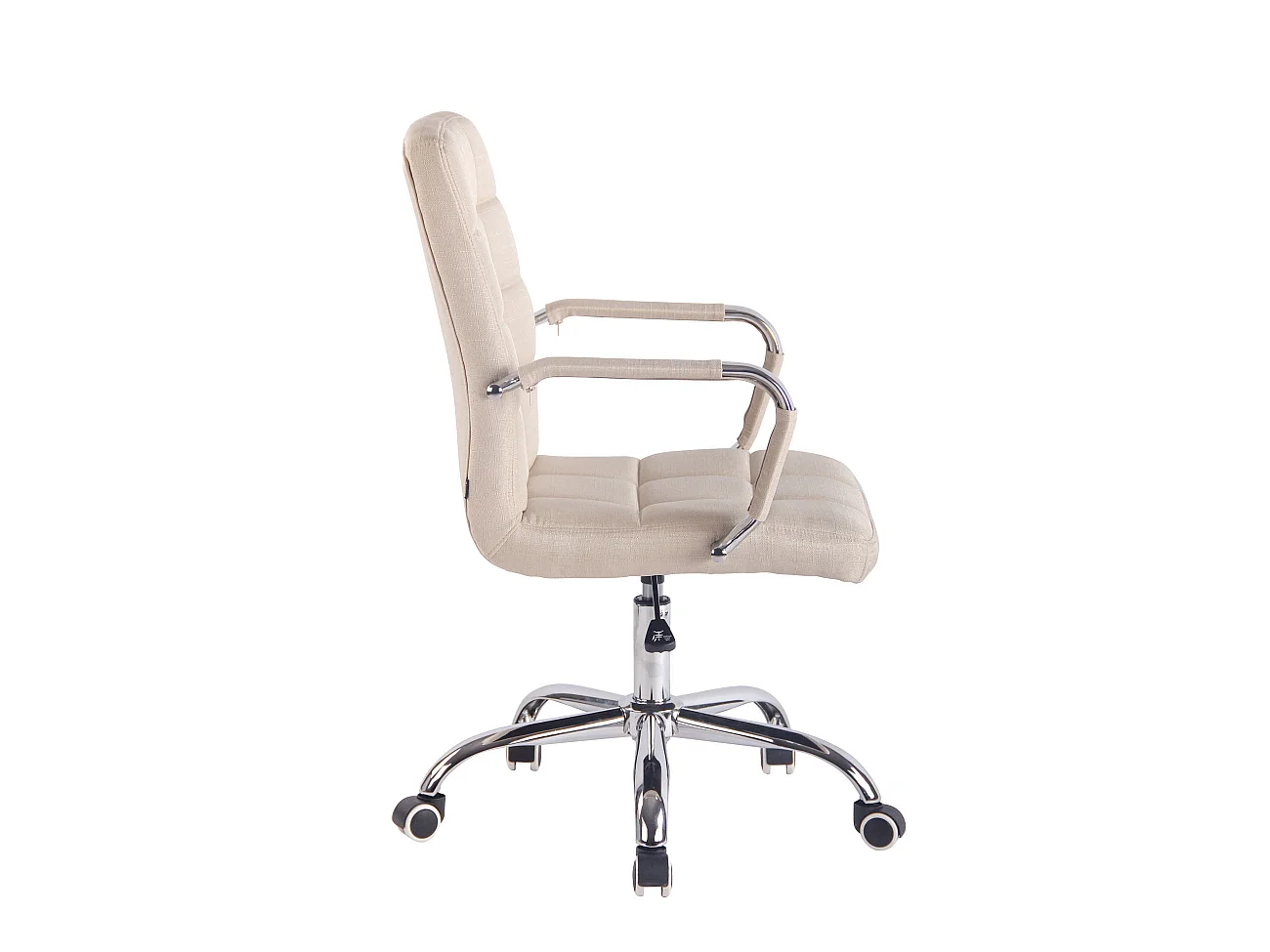 Chaise de bureau - Tissu & Métal chromé - Crème - Deli