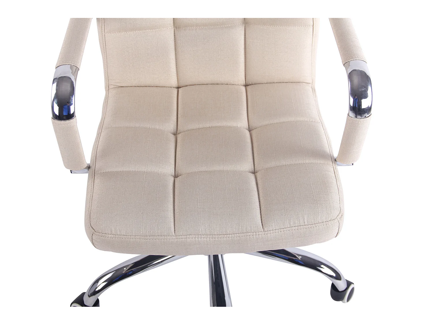 Chaise de bureau - Tissu & Métal chromé - Crème - Deli