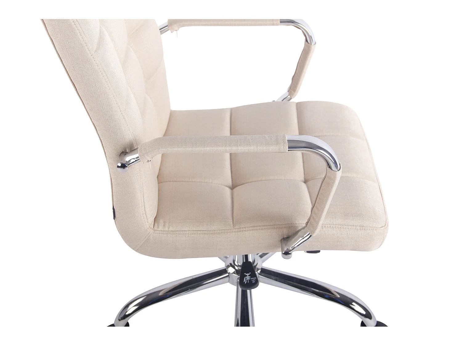 Chaise de bureau - Tissu & Métal chromé - Crème - Deli