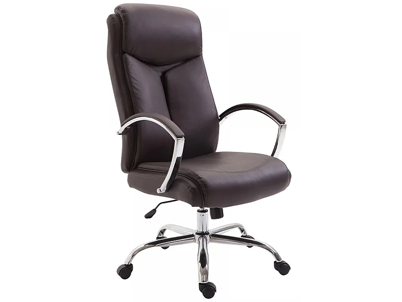 Chaise de bureau - Similicuir & Métal chromé - Marron - XL Vaud