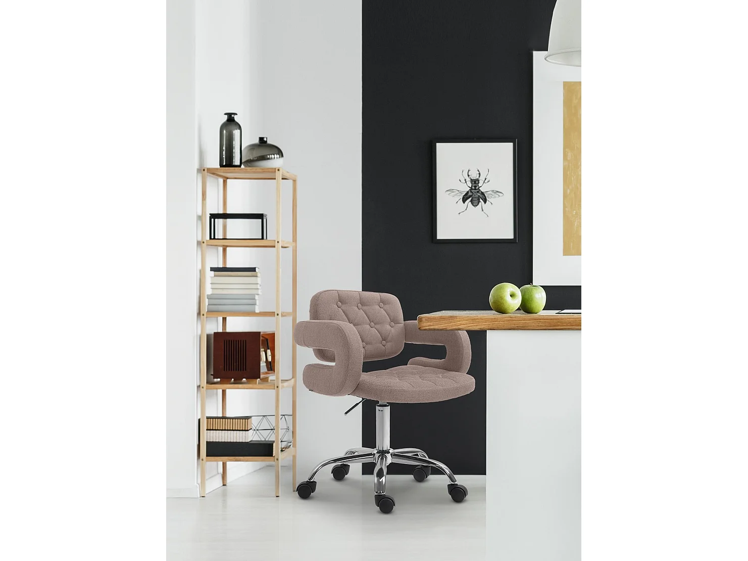 Chaise de bureau - Tissu & Métal chromé - Taupe - Dublin