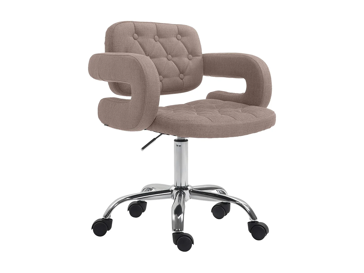 Chaise de bureau - Tissu & Métal chromé - Taupe - Dublin