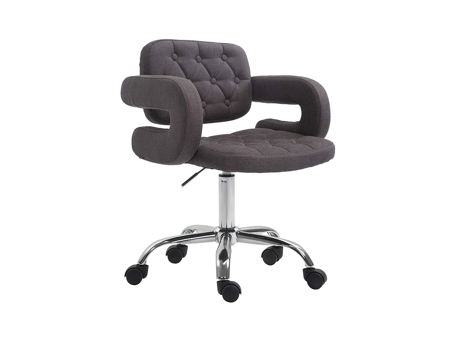 Chaise de bureau - Tissu & Métal chromé - Gris foncé - Dublin