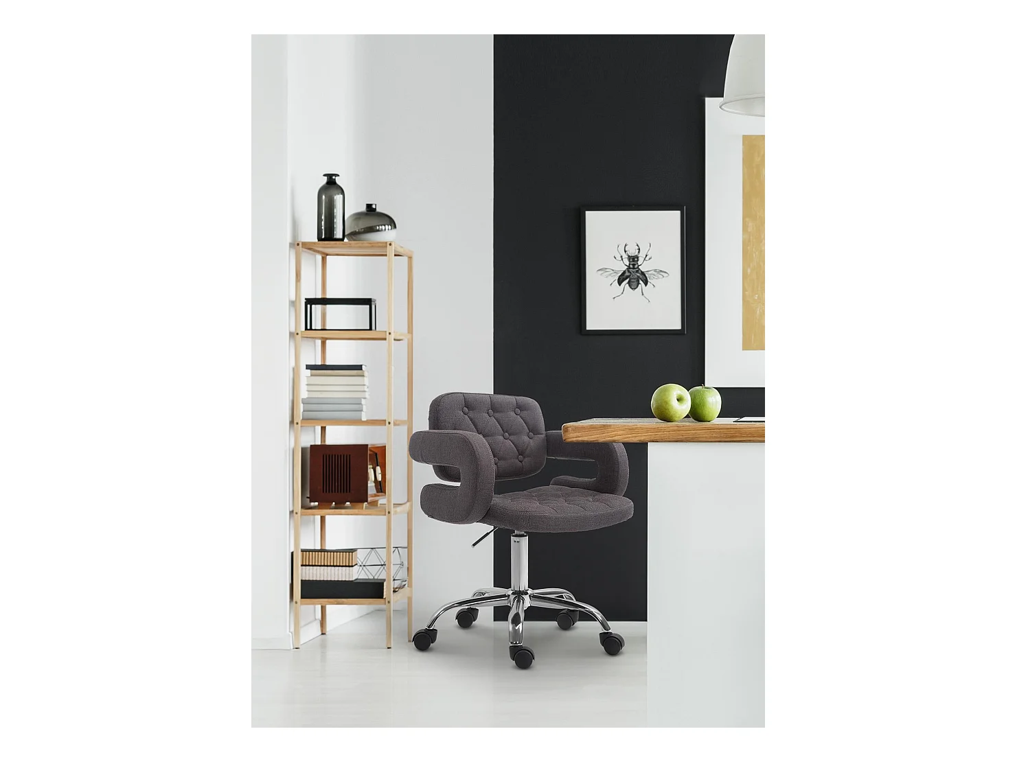 Bürostuhl - Stoff & Metall in Chromoptik - dunkelgrau - Dublin