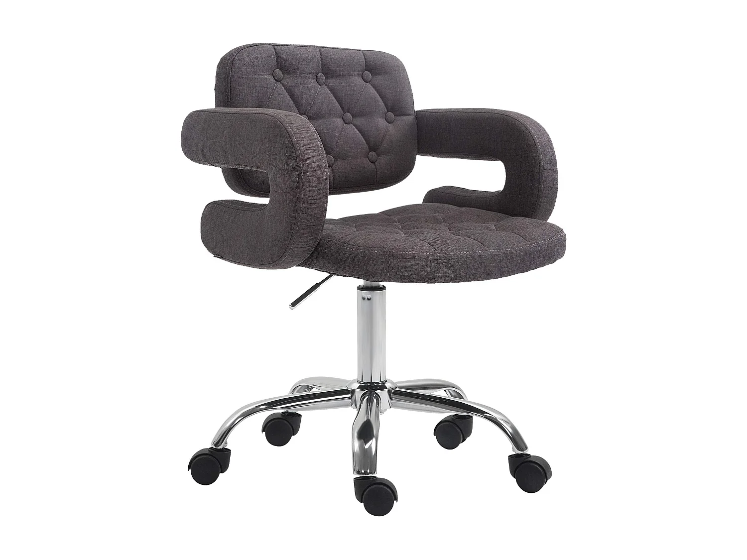 Chaise de bureau - Tissu & Métal chromé - Gris foncé - Dublin