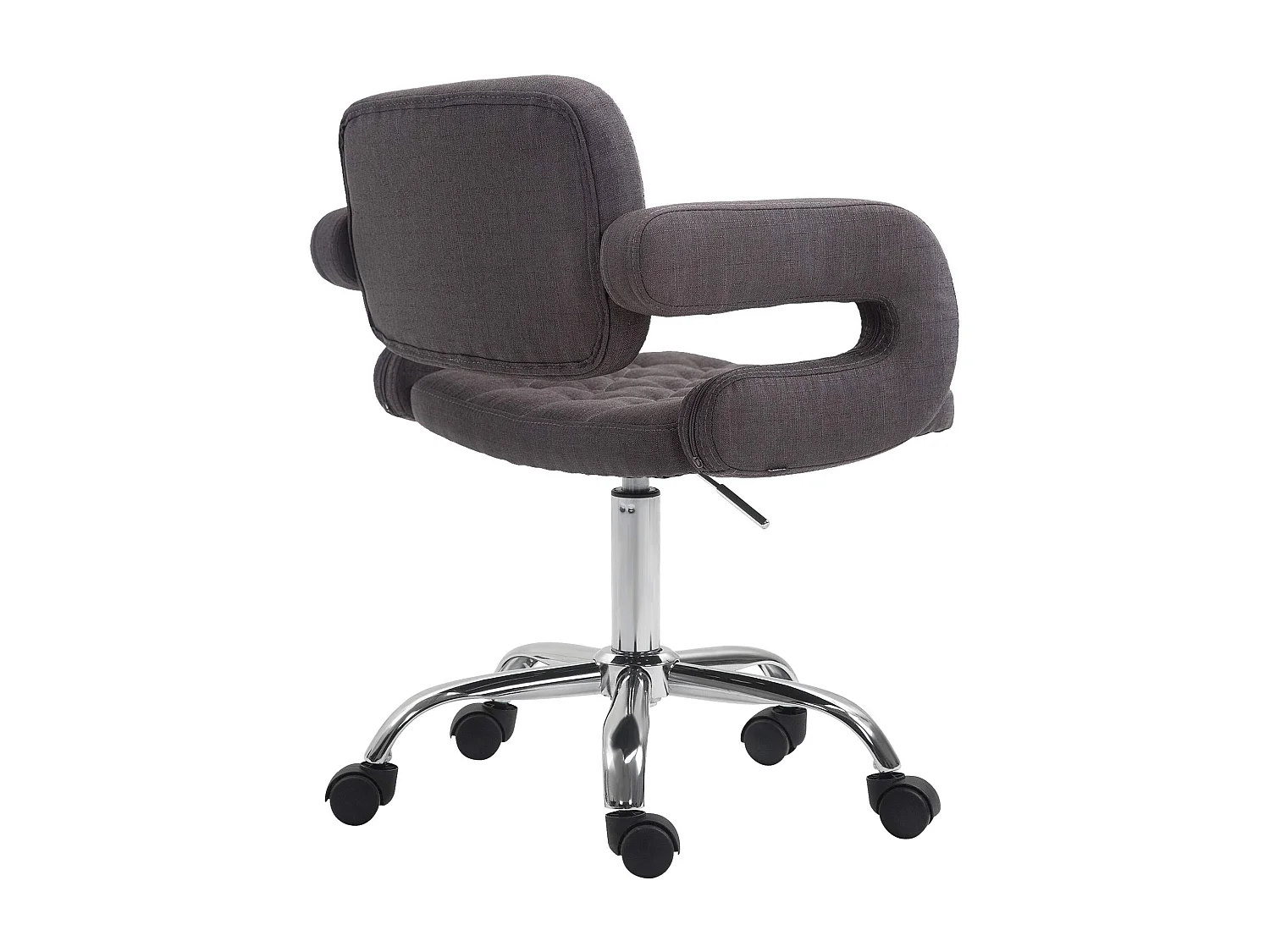 Chaise de bureau - Tissu & Métal chromé - Gris foncé - Dublin