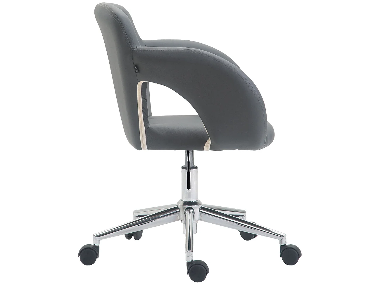 Chaise de bureau - Similicuir & Métal chromé - Gris - Edison