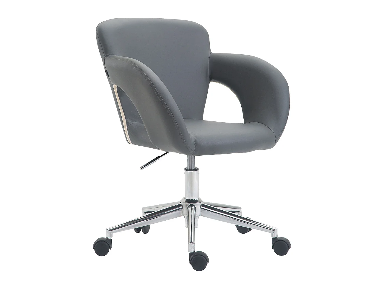 Chaise de bureau - Similicuir & Métal chromé - Gris - Edison