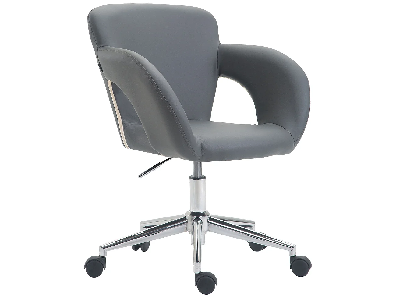 Chaise de bureau - Similicuir & Métal chromé - Gris - Edison