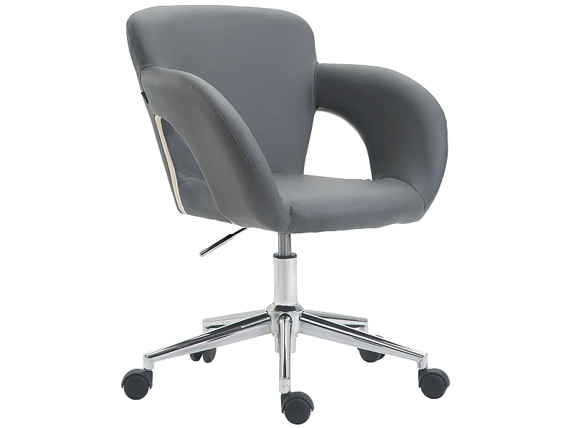 Chaise de bureau - Similicuir & Métal chromé - Gris - Edison