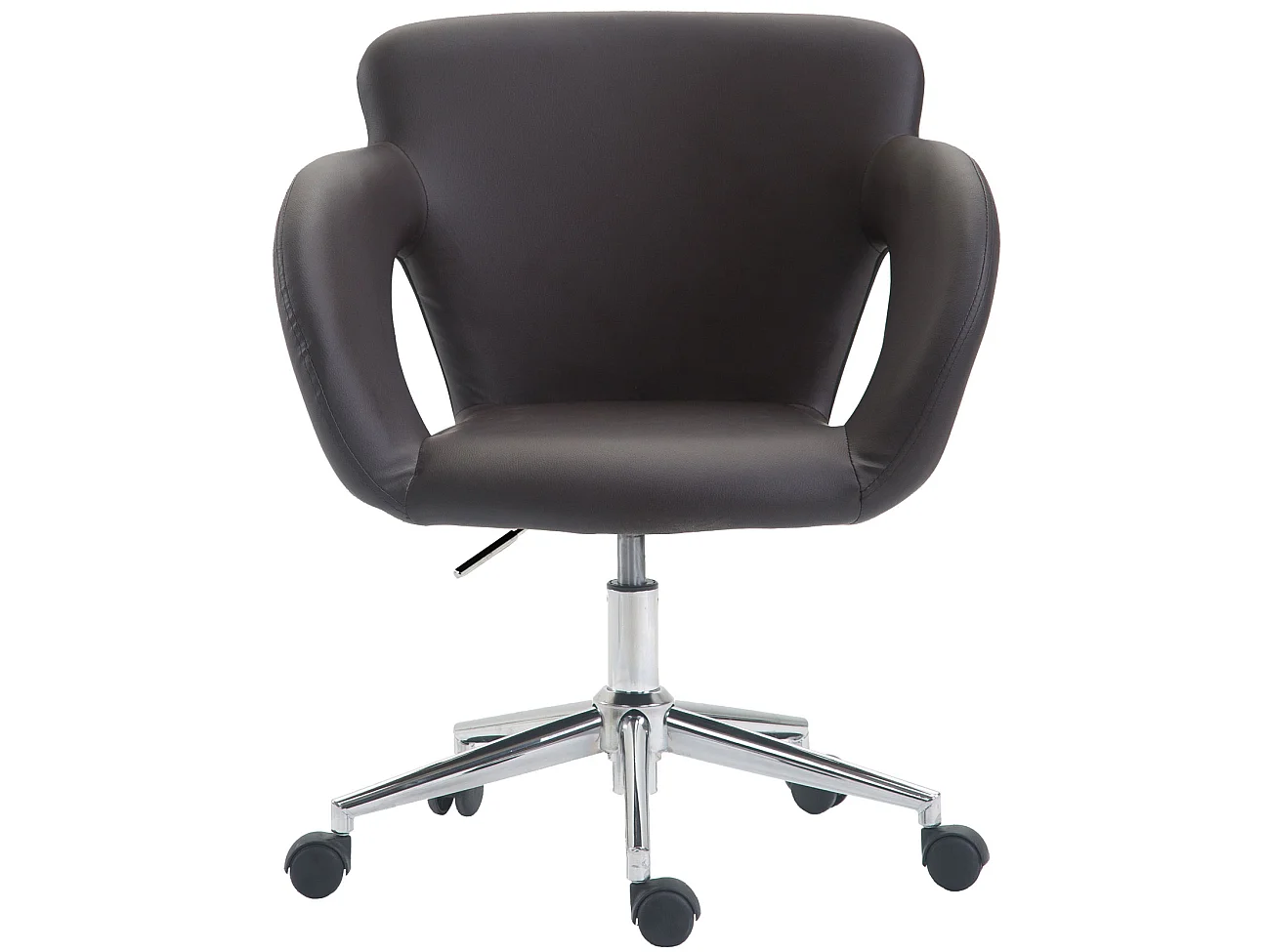 Chaise de bureau - Similicuir & Métal chromé - Marron - Edison