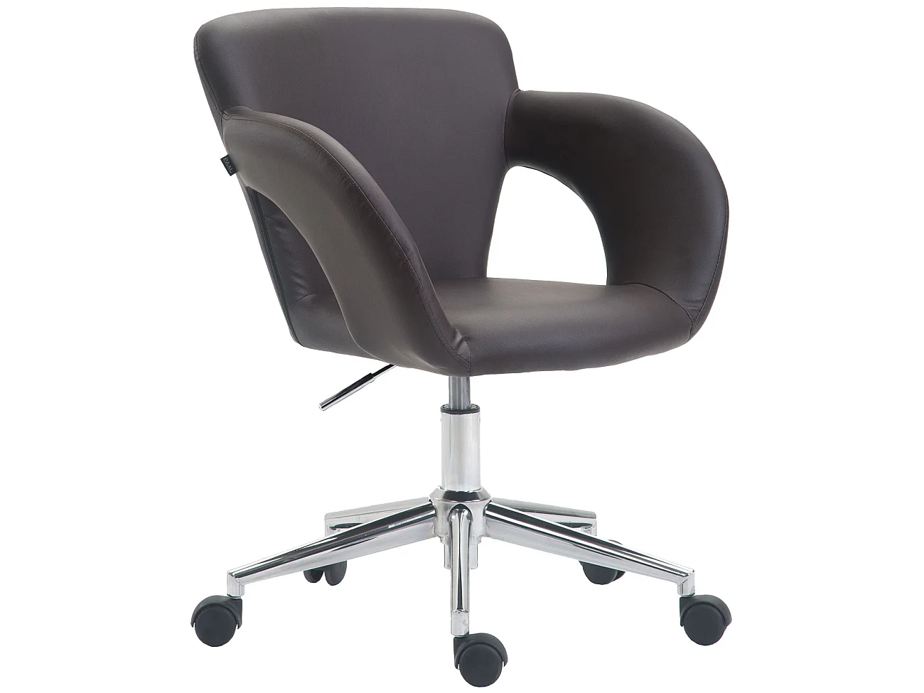 Chaise de bureau - Similicuir & Métal chromé - Marron - Edison