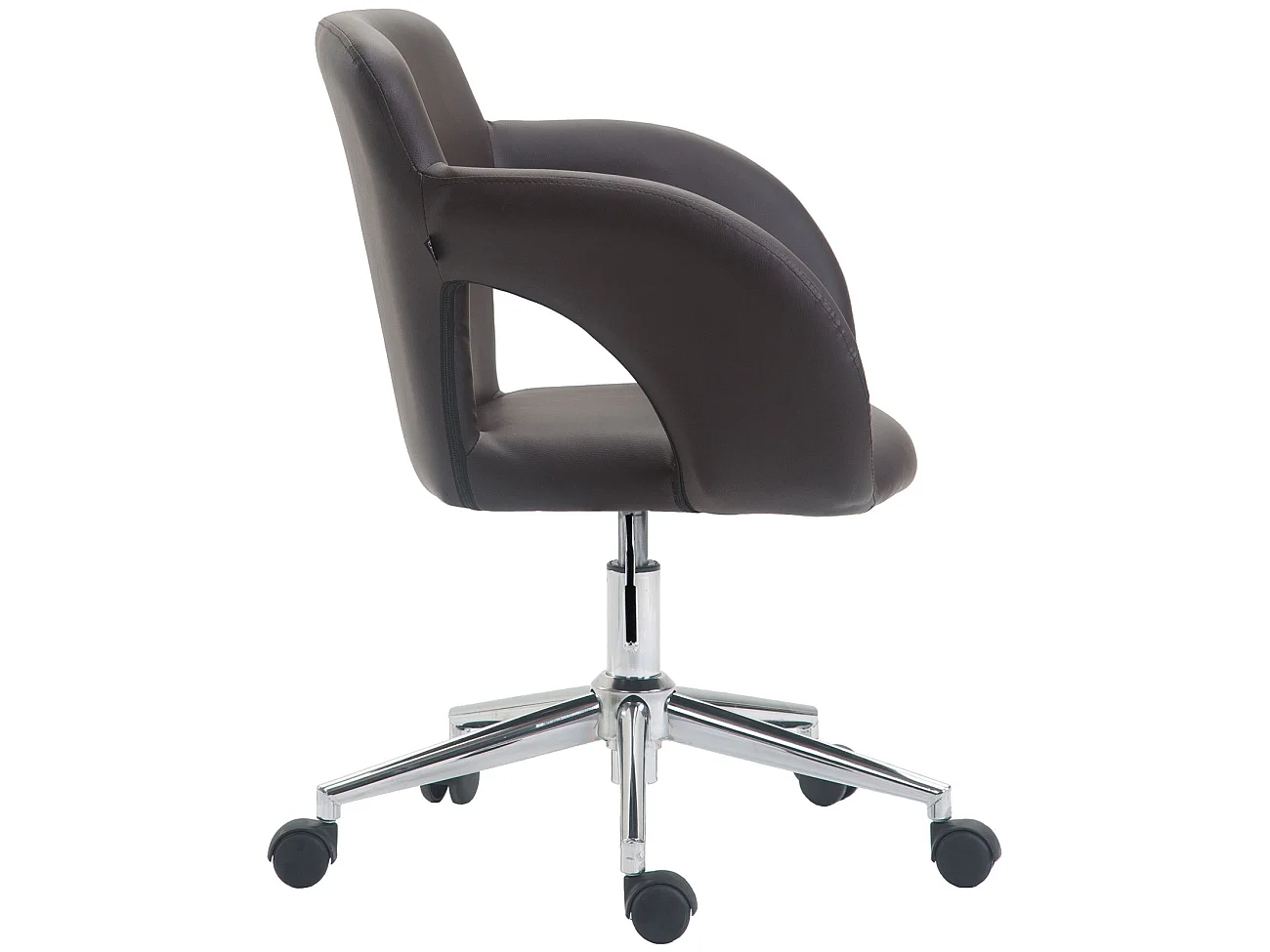 Chaise de bureau - Similicuir & Métal chromé - Marron - Edison