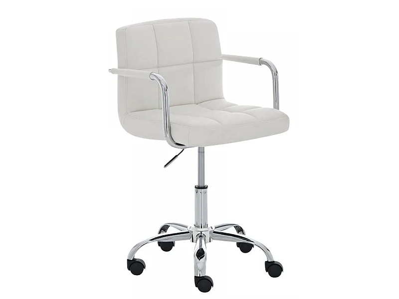 Chaise de bureau - Similicuir & Métal chromé - Blanc - Lucy