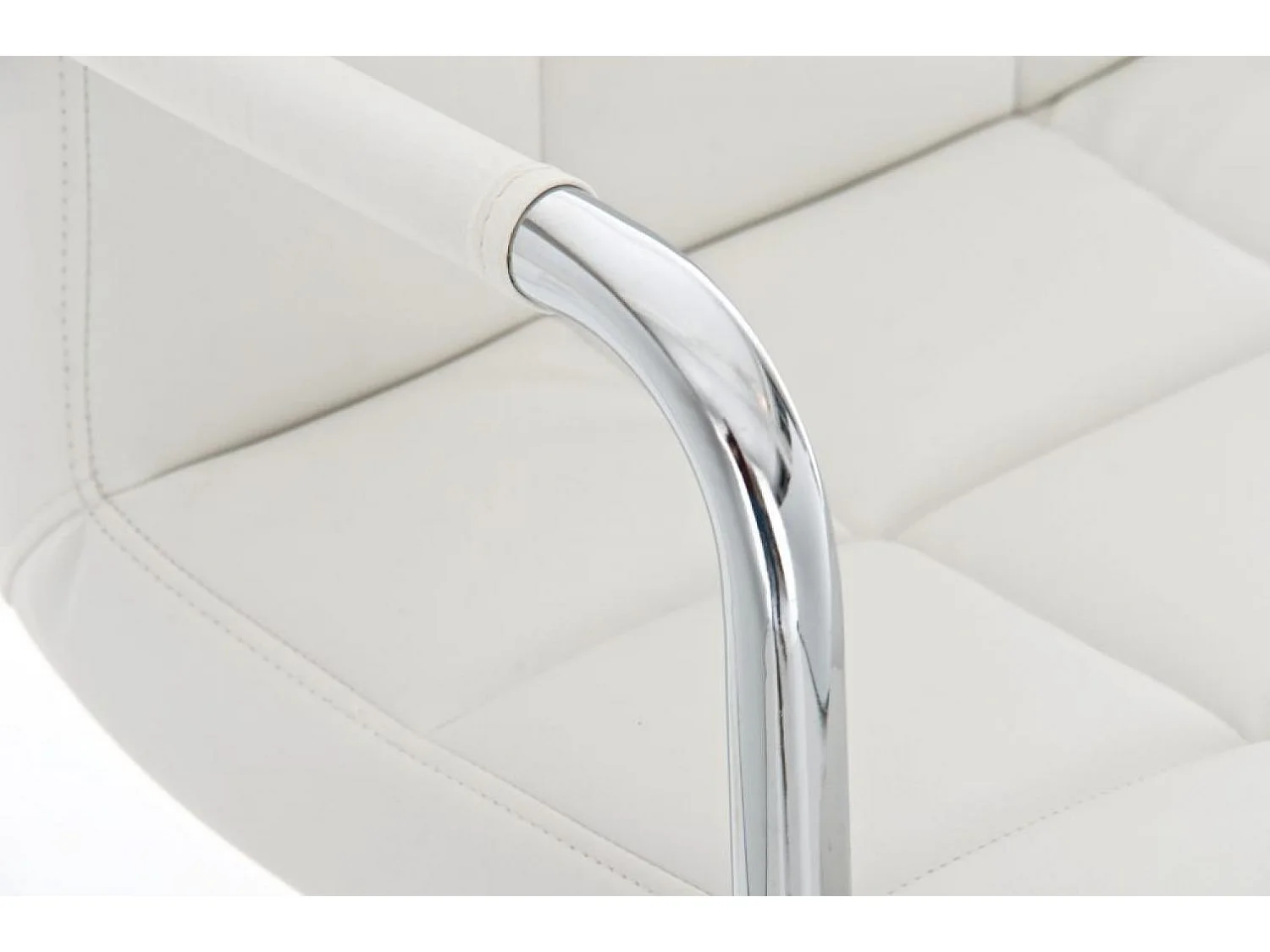 Chaise de bureau - Similicuir & Métal chromé - Blanc - Lucy