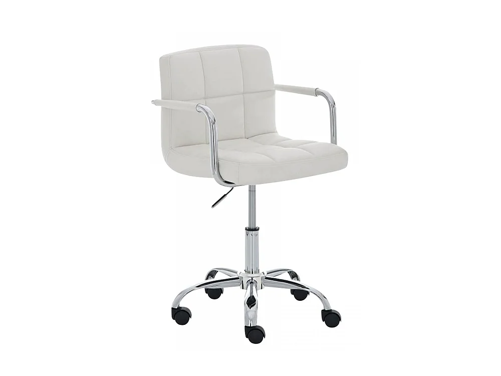 Chaise de bureau - Similicuir & Métal chromé - Blanc - Lucy