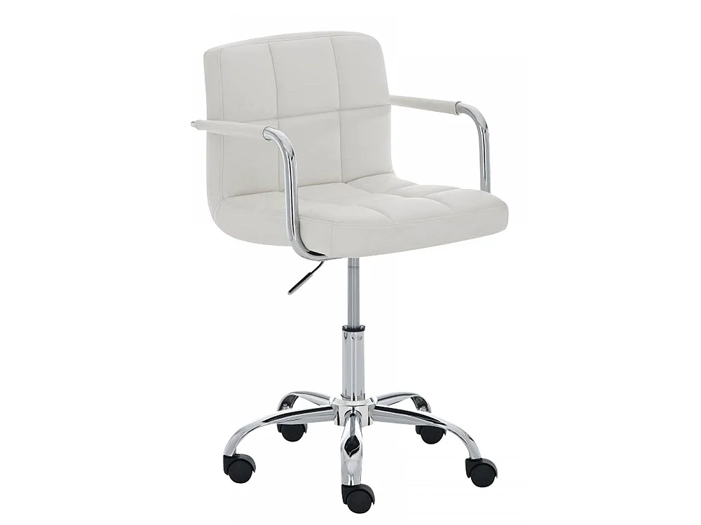 Chaise de bureau - Similicuir & Métal chromé - Blanc - Lucy