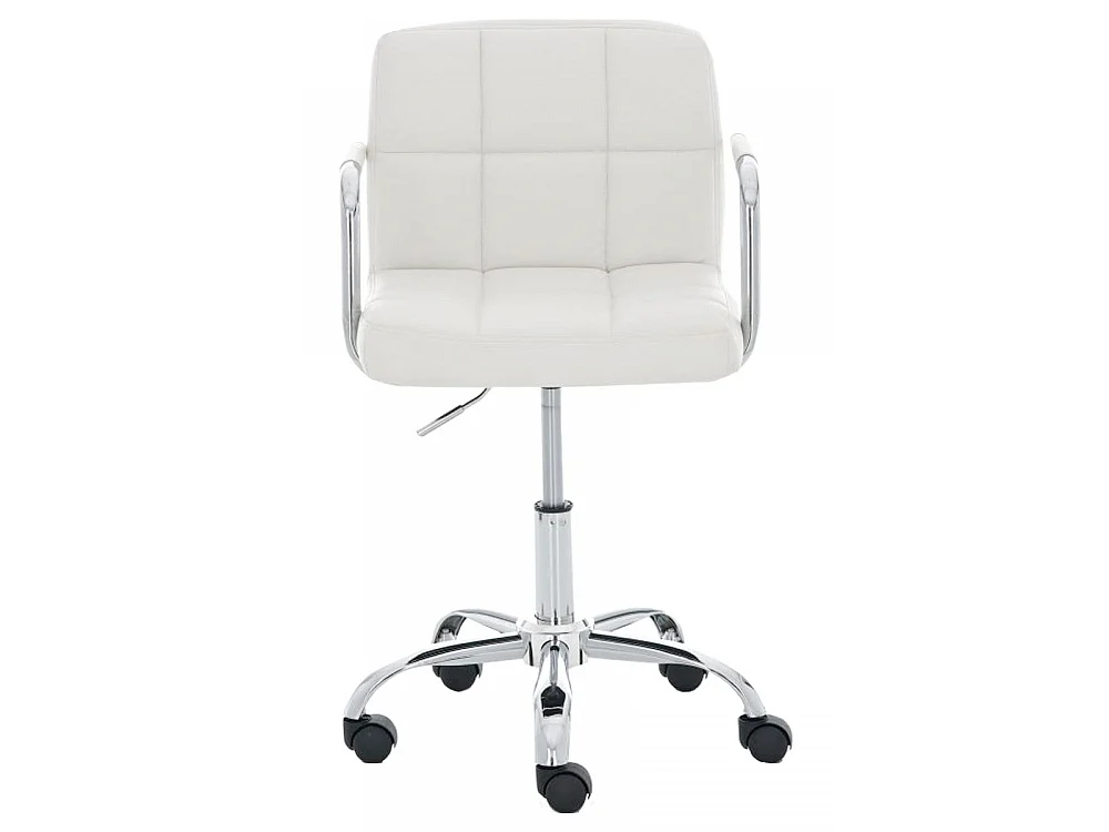 Chaise de bureau - Similicuir & Métal chromé - Blanc - Lucy